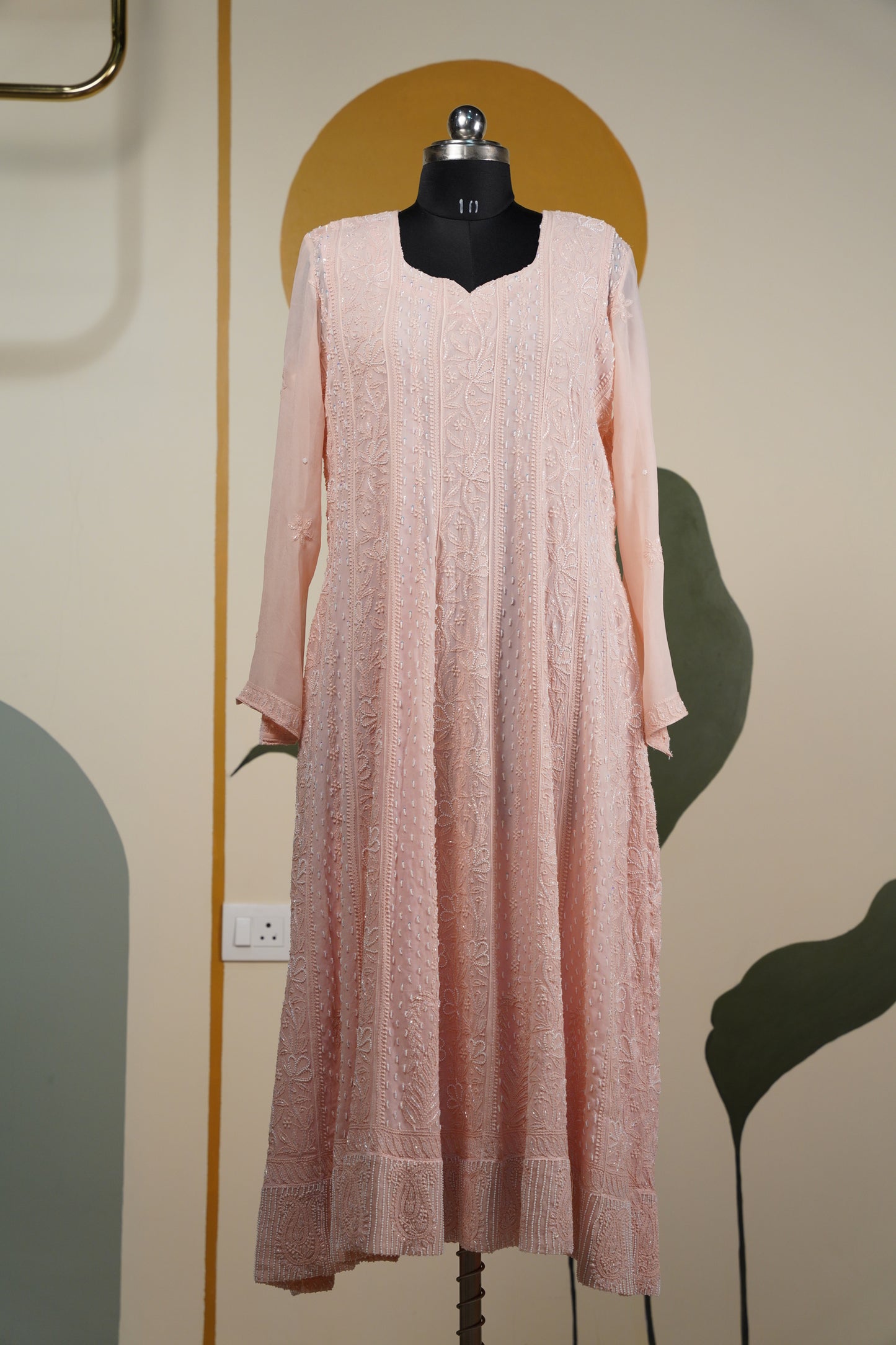 Peach Chikankari Dress
