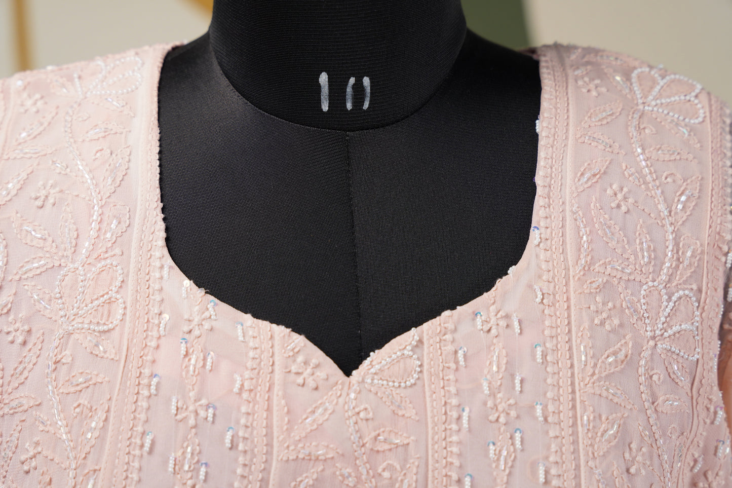 Peach Chikankari Dress