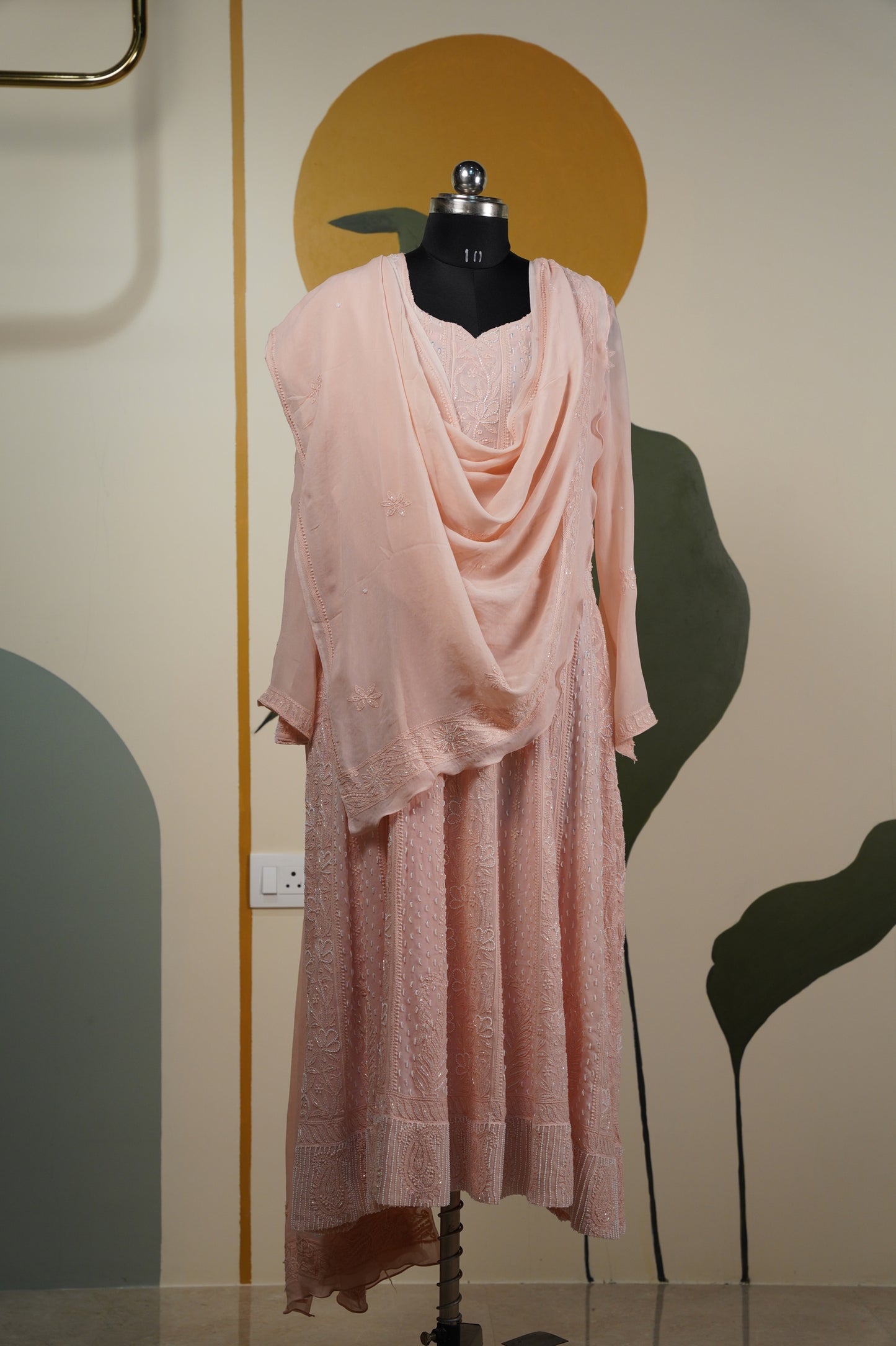Peach Chikankari Dress