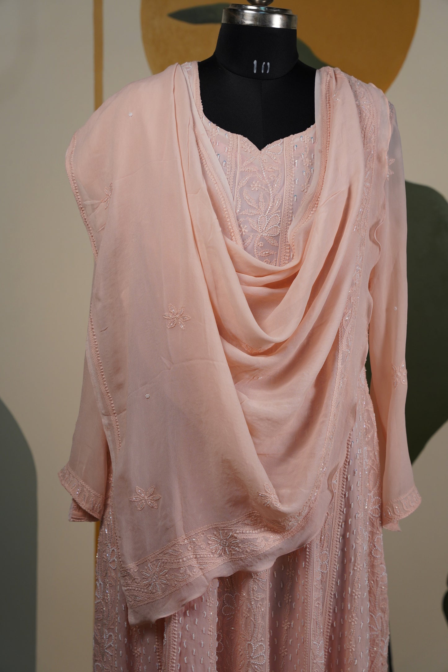 Peach Chikankari Dress