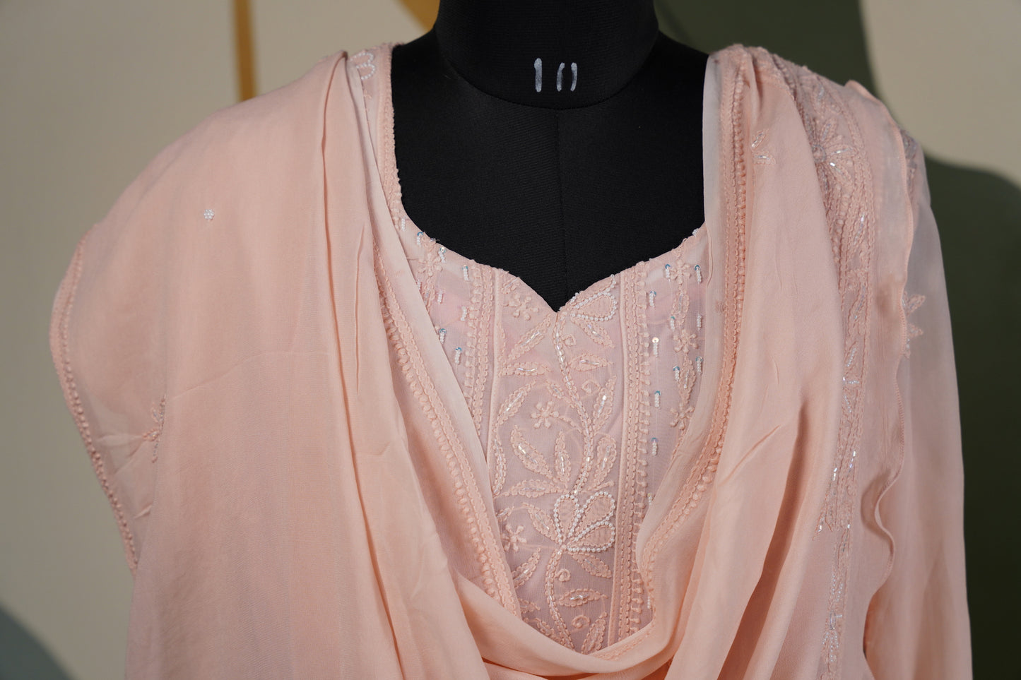 Peach Chikankari Dress
