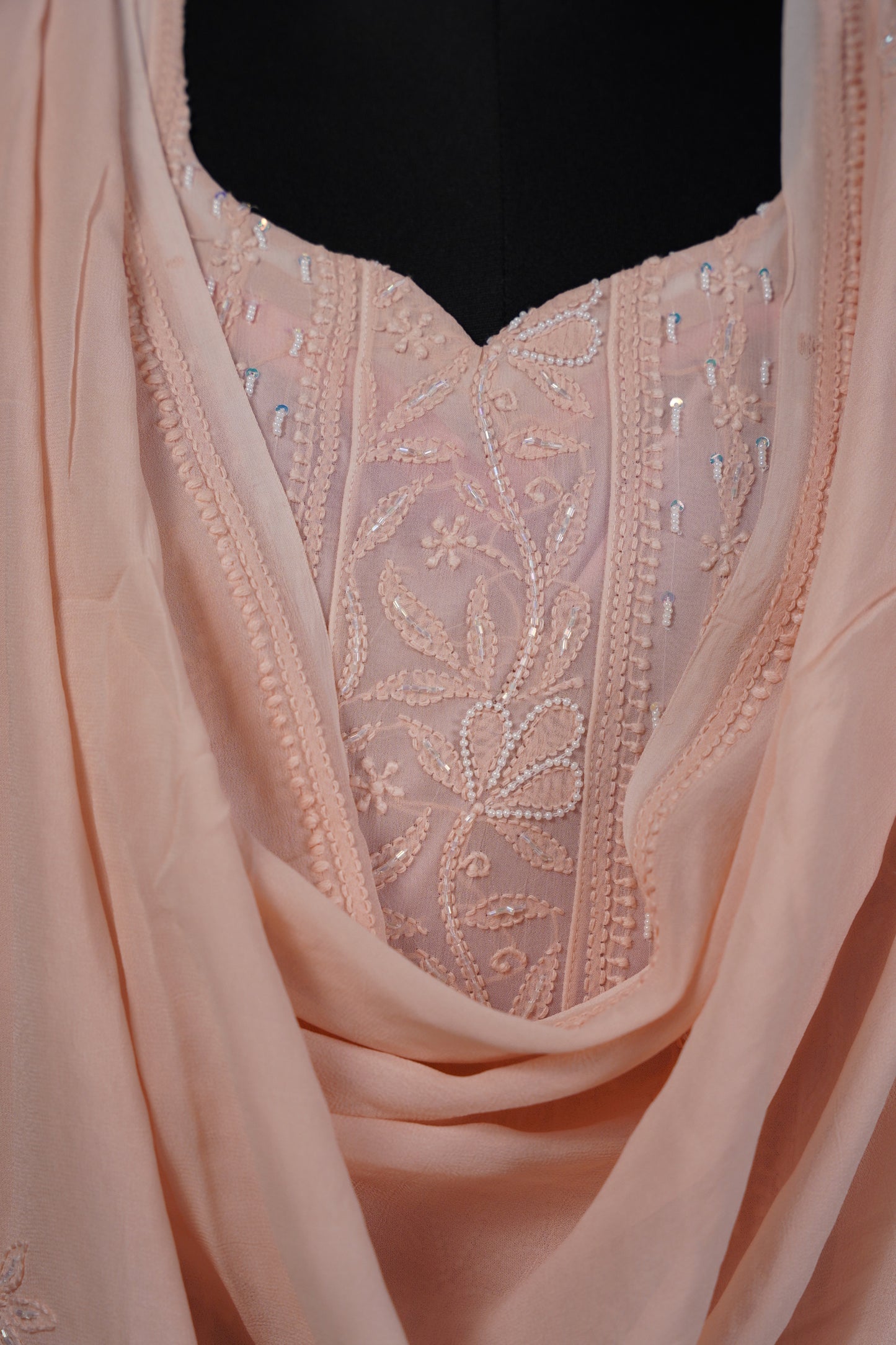 Peach Chikankari Dress