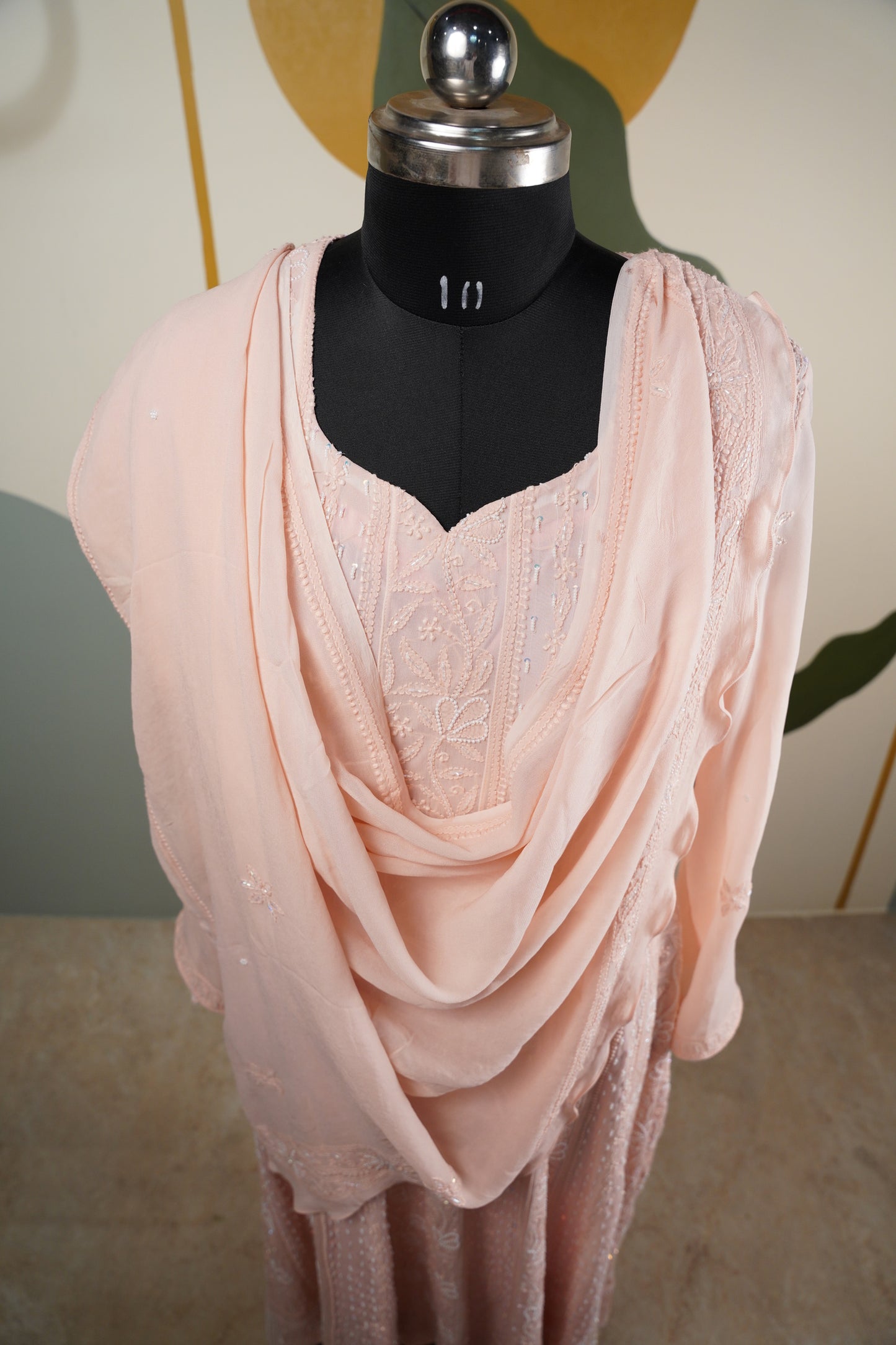Peach Chikankari Dress