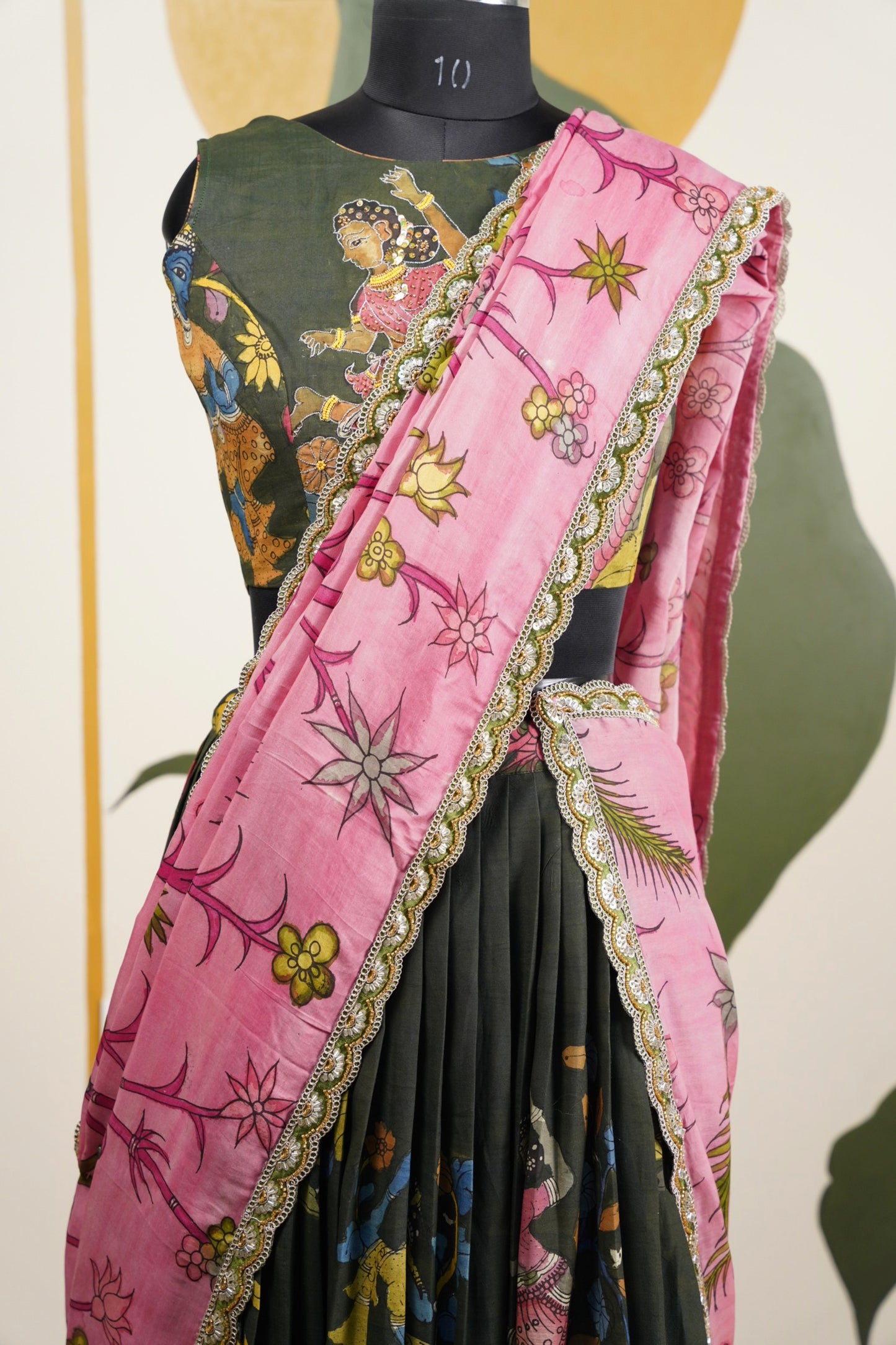 Black Kalamkari Lehenga