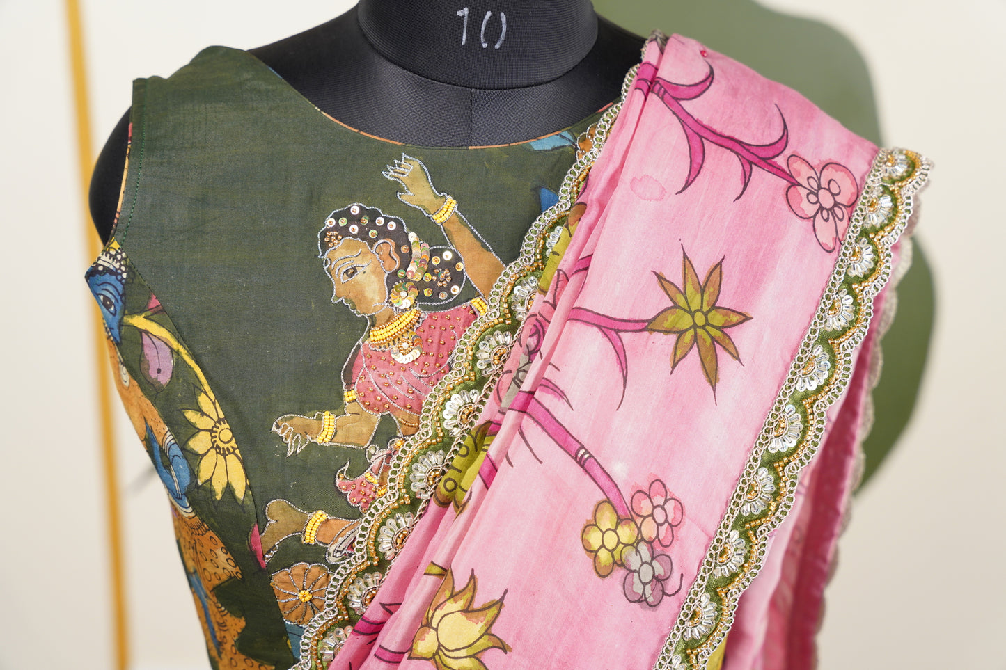 Black Kalamkari Lehenga