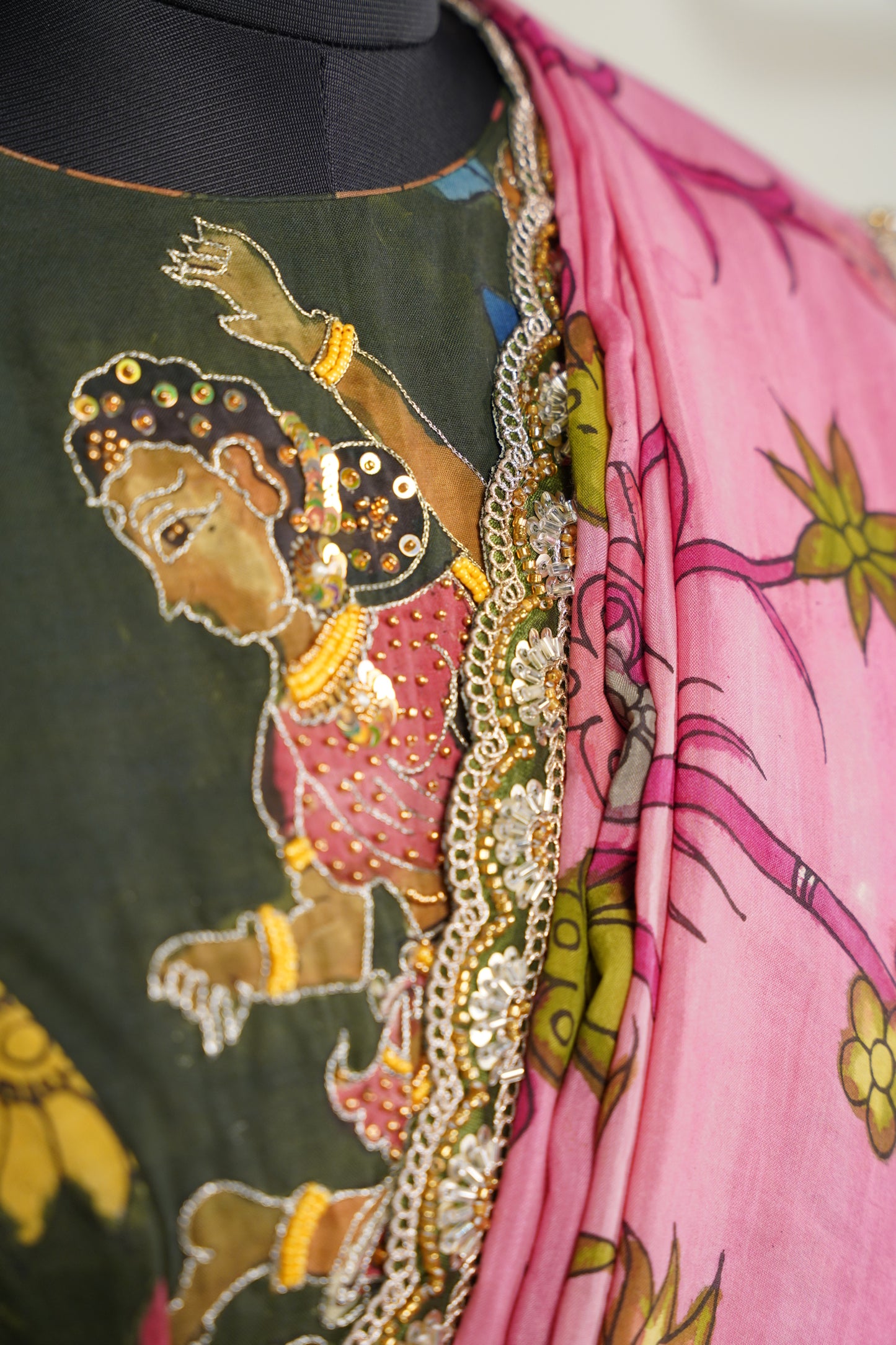 Black Kalamkari Lehenga