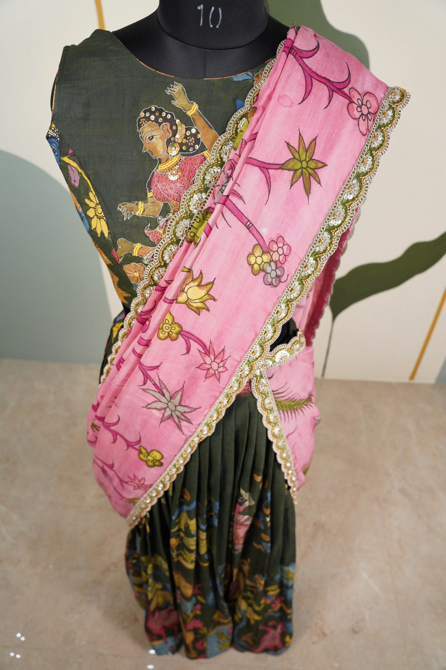 Black Kalamkari Lehenga