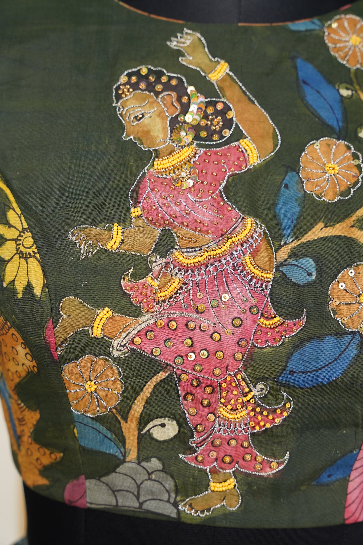 Black Kalamkari Lehenga
