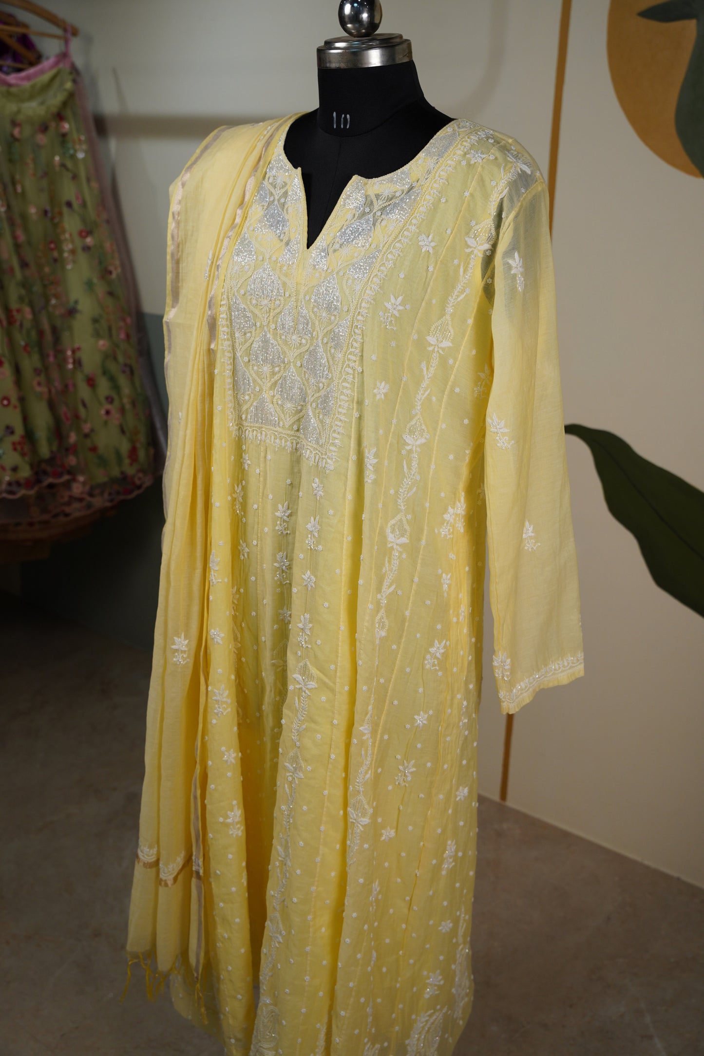 Yellow chikankari Dress