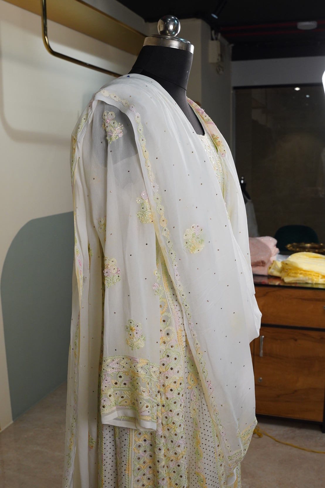Butter yellow Chikankari Dress-A Pure Georgette