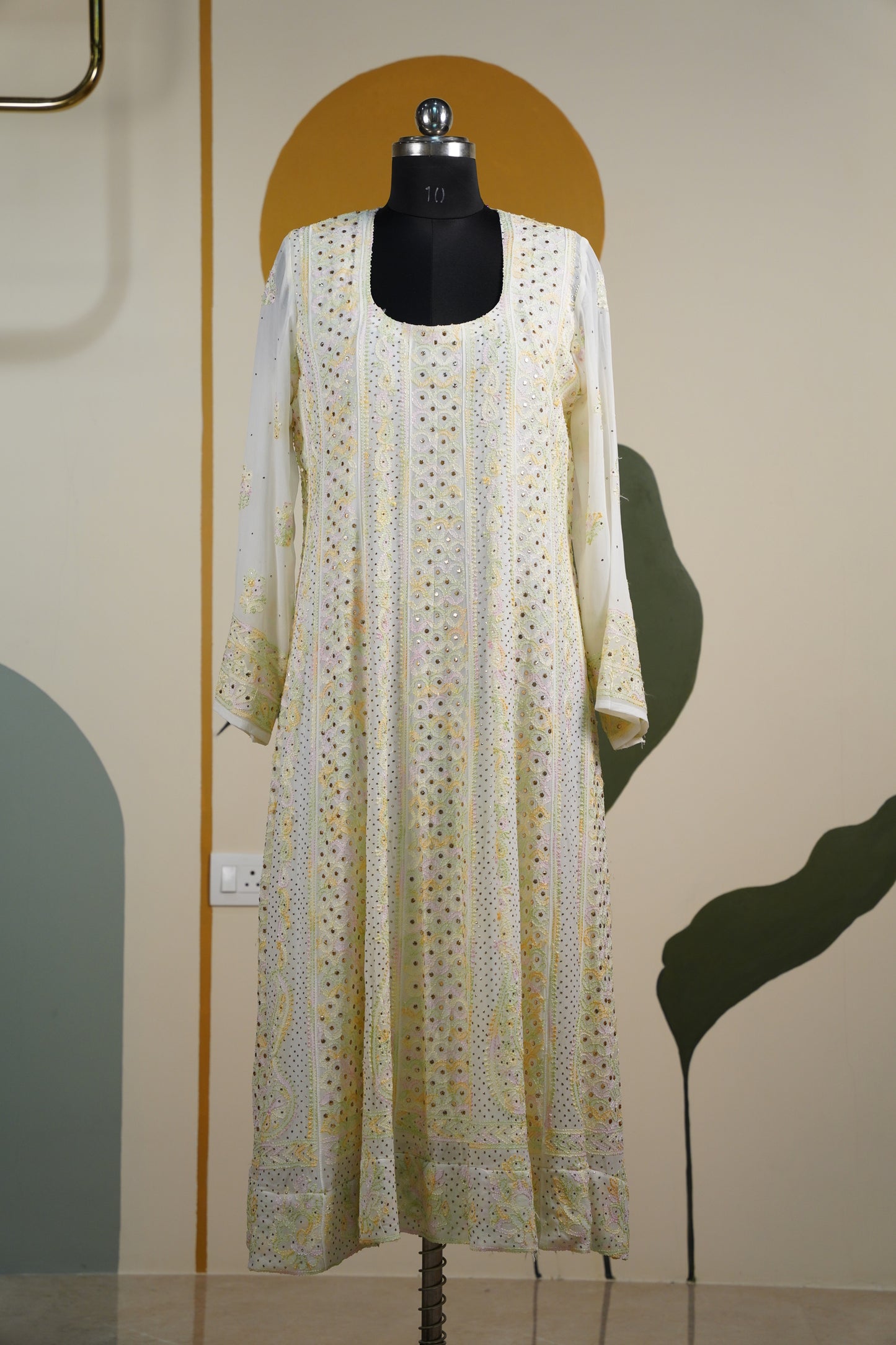 Butter yellow Chikankari Dress-A Pure Georgette