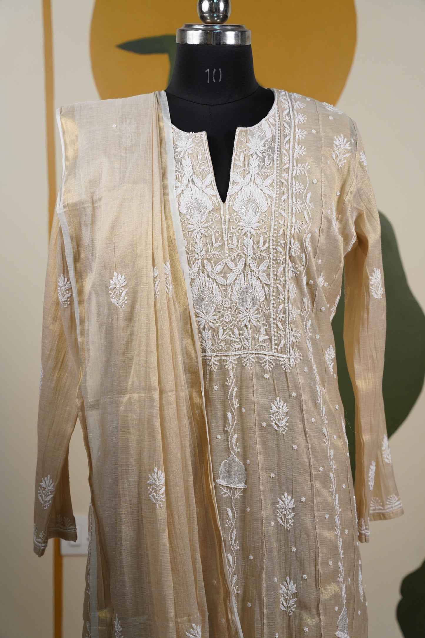 Light Beige chikankari Dress