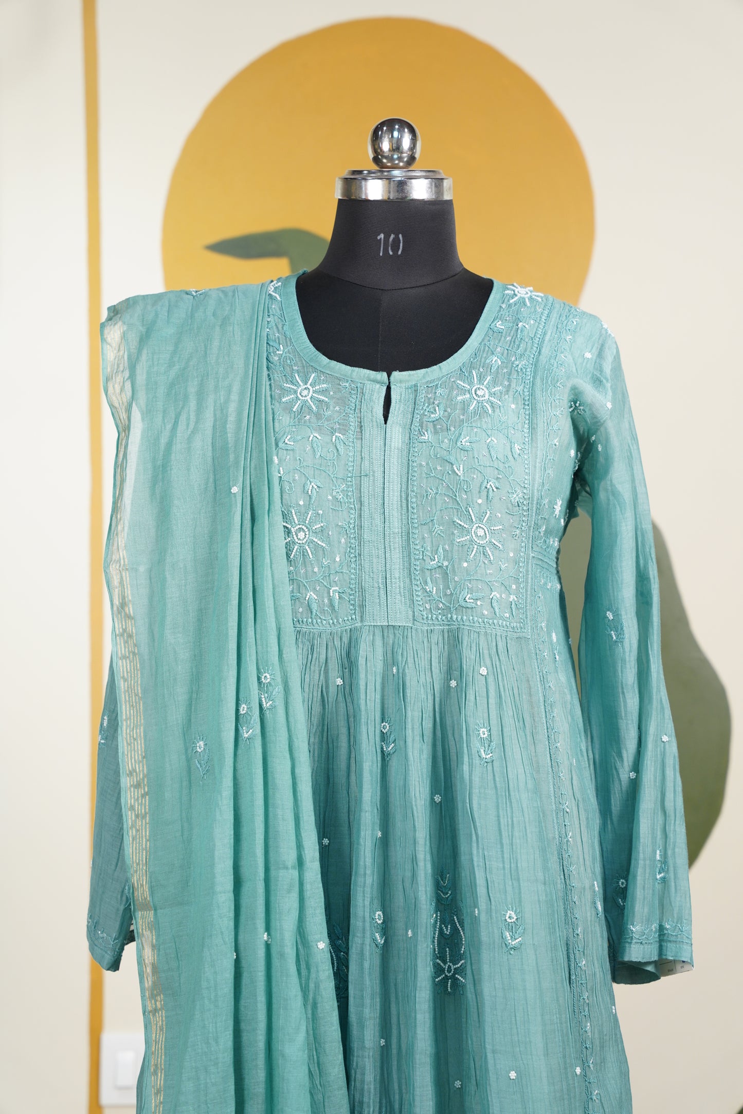 Sea Green chikankari Dress