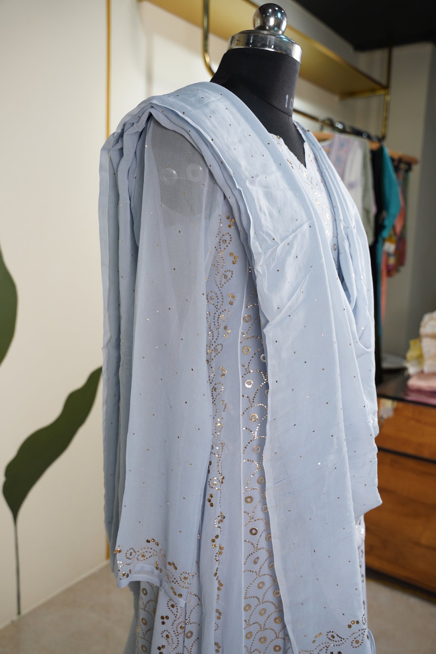 Powder Blue chikankari Dress