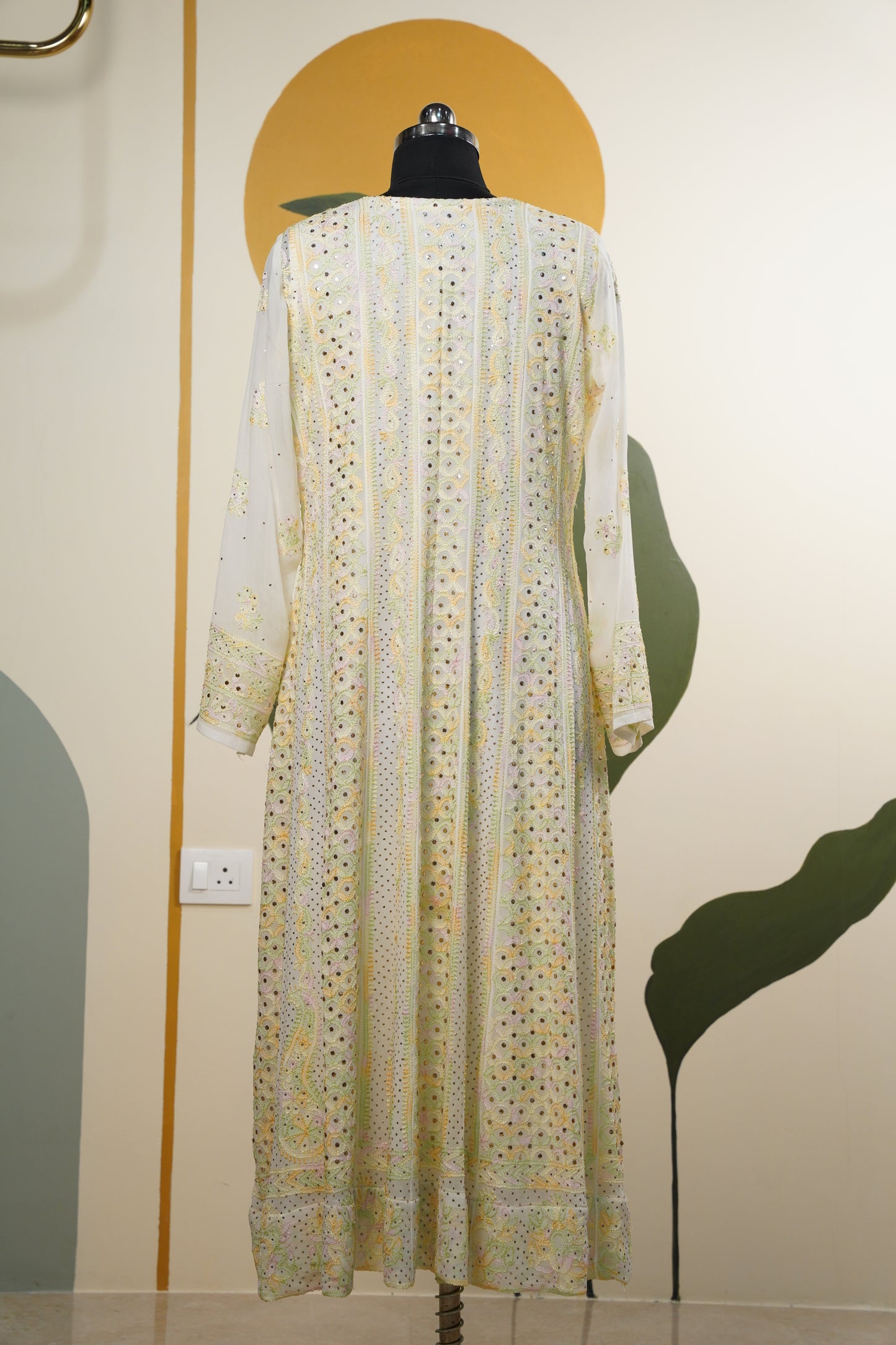 Butter yellow Chikankari Dress-A Pure Georgette