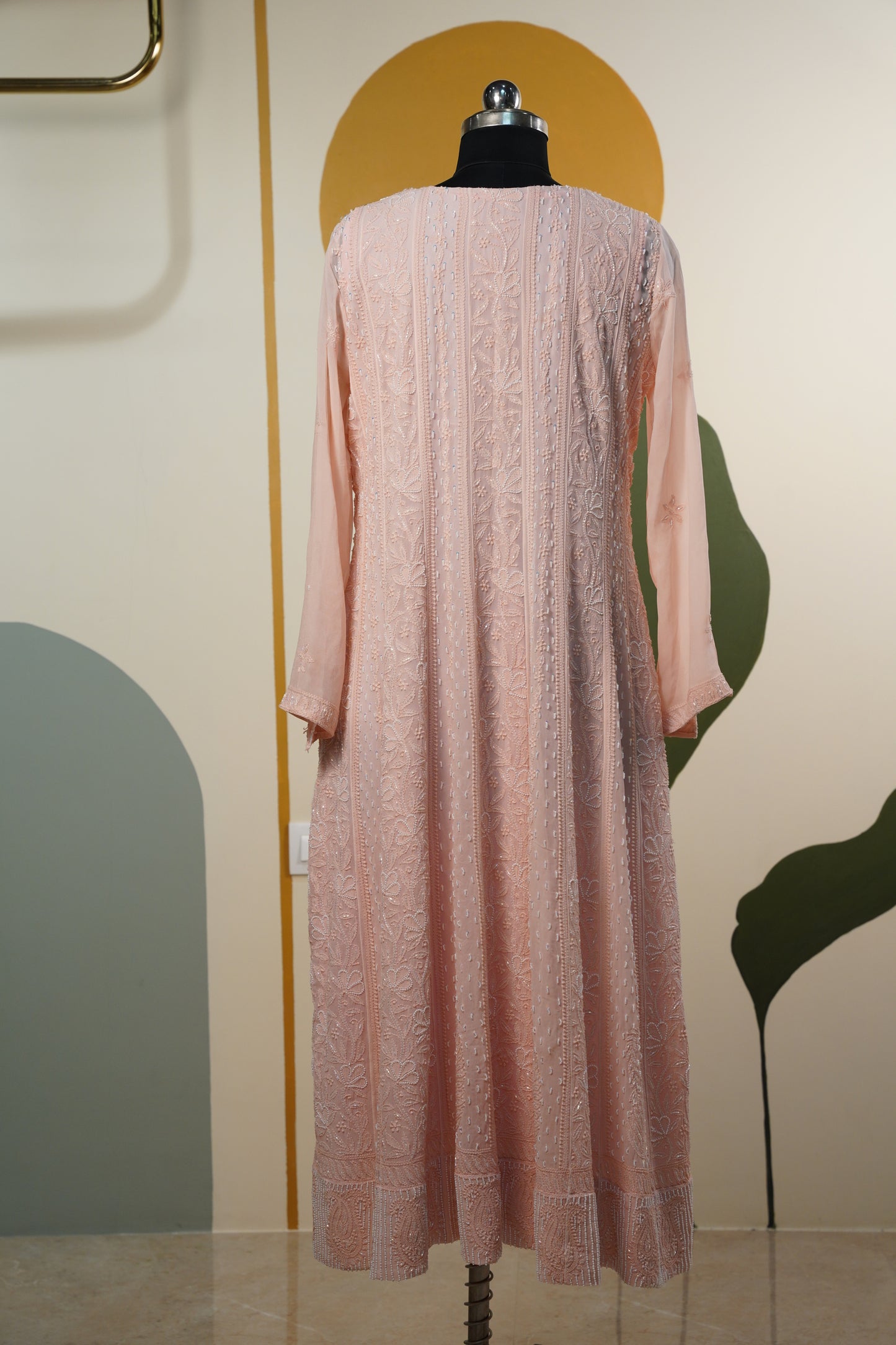 Peach Chikankari Dress
