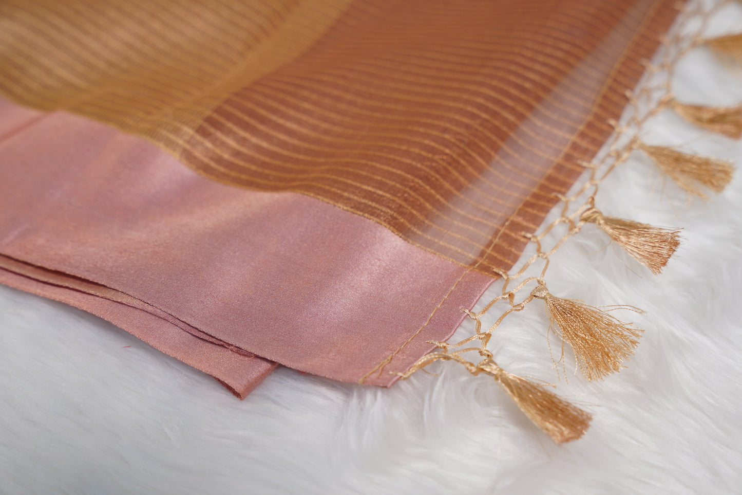 Banaras Tissue with Satin border - pink
