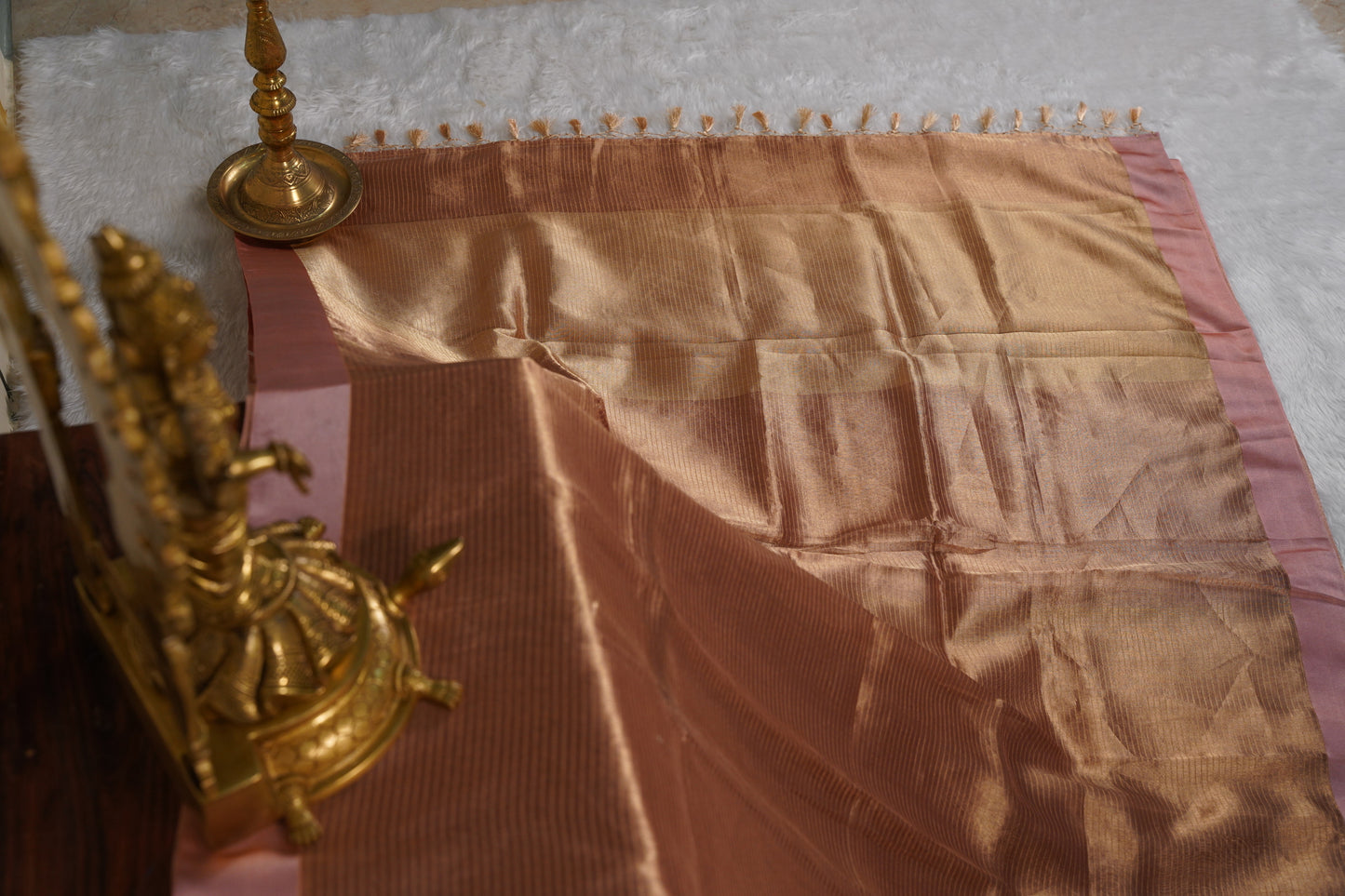 Banaras Tissue with Satin border - pink