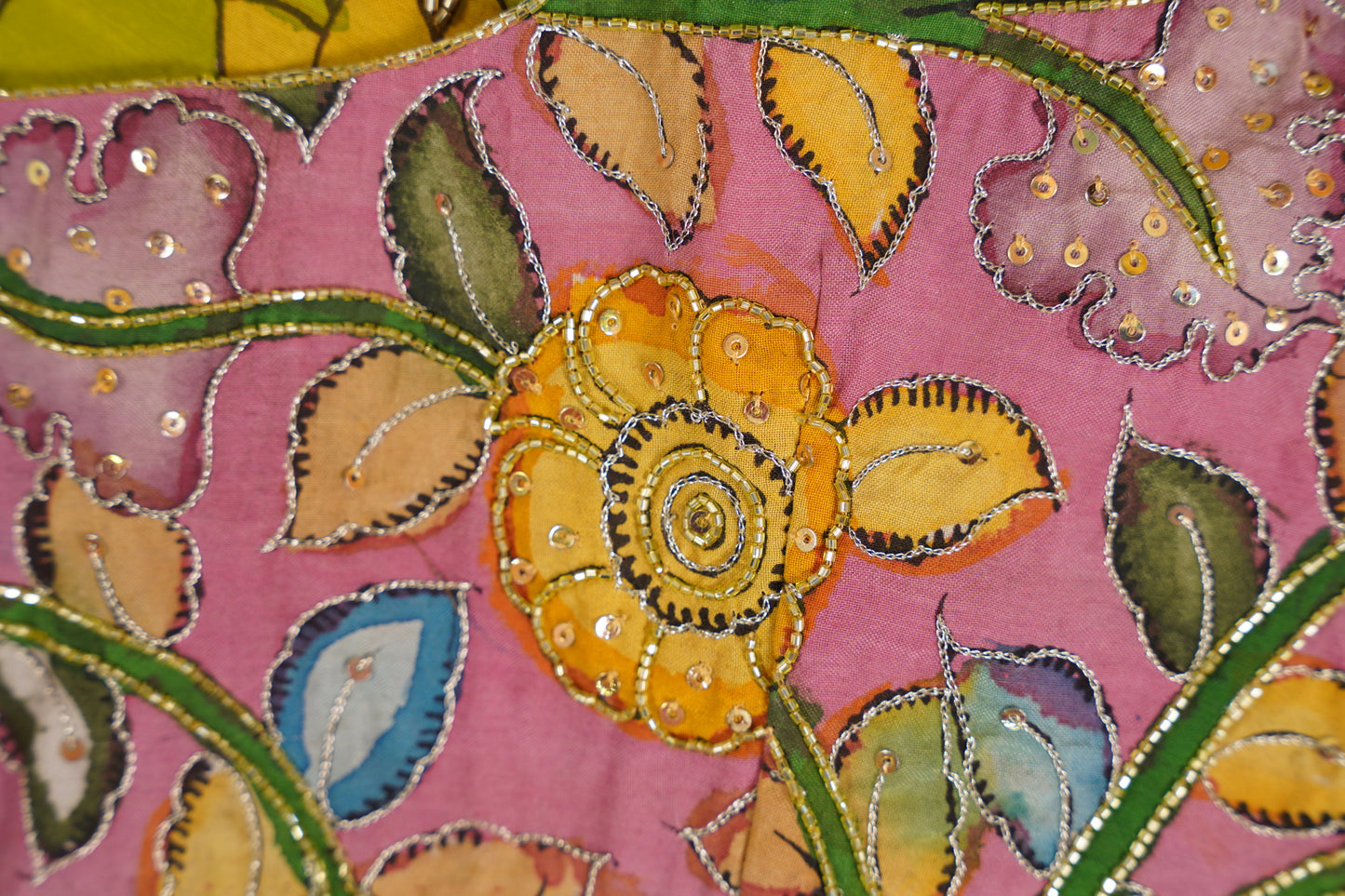 Kalamkari Silk Olive Green Saree