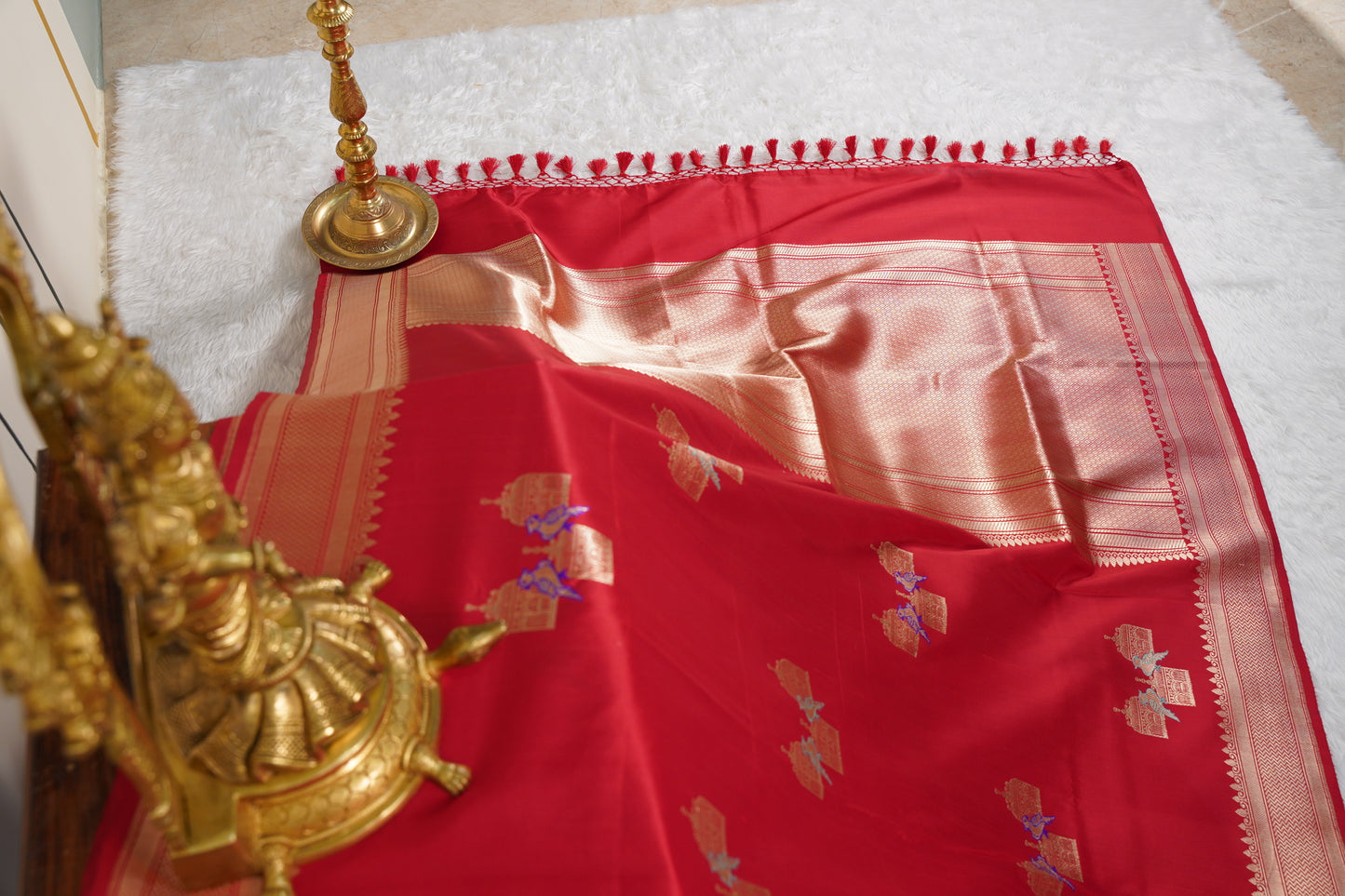 Red Banarasi birdcage