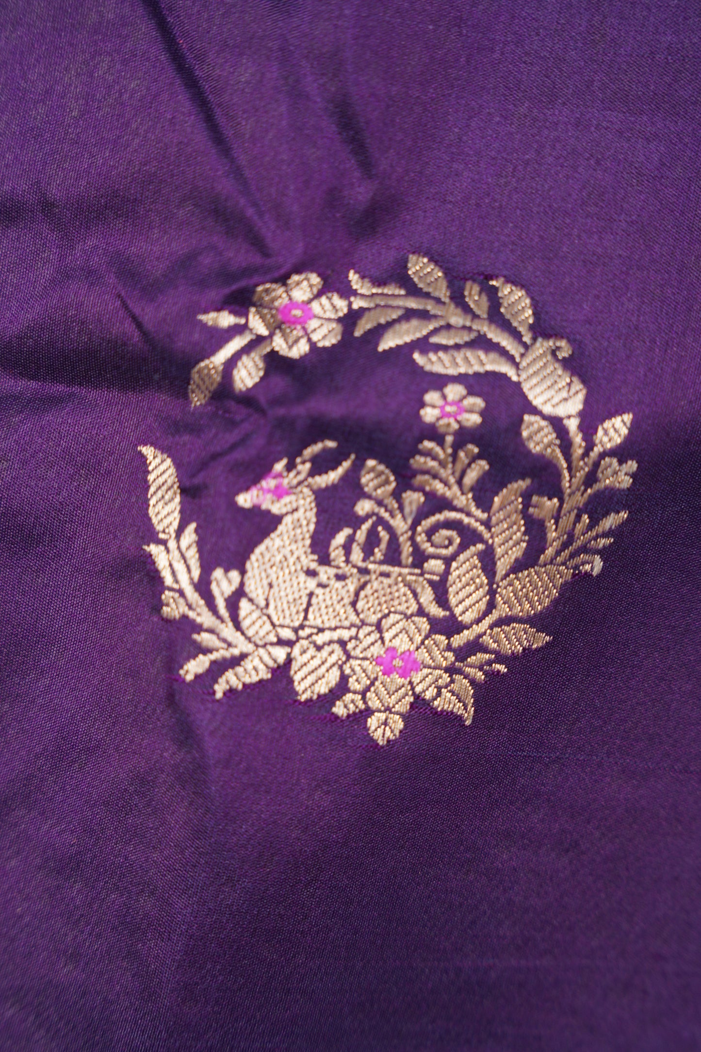 Purple Banarasi with intricate motifs