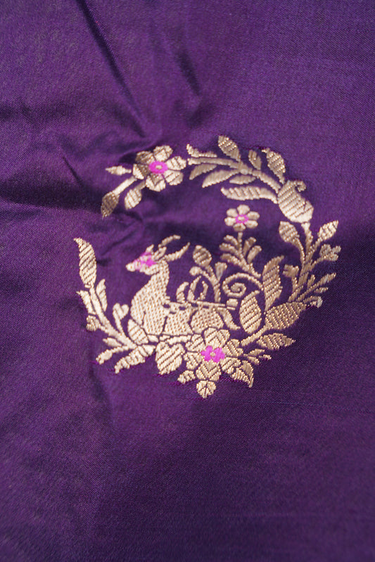 Purple Banarasi with intricate motifs