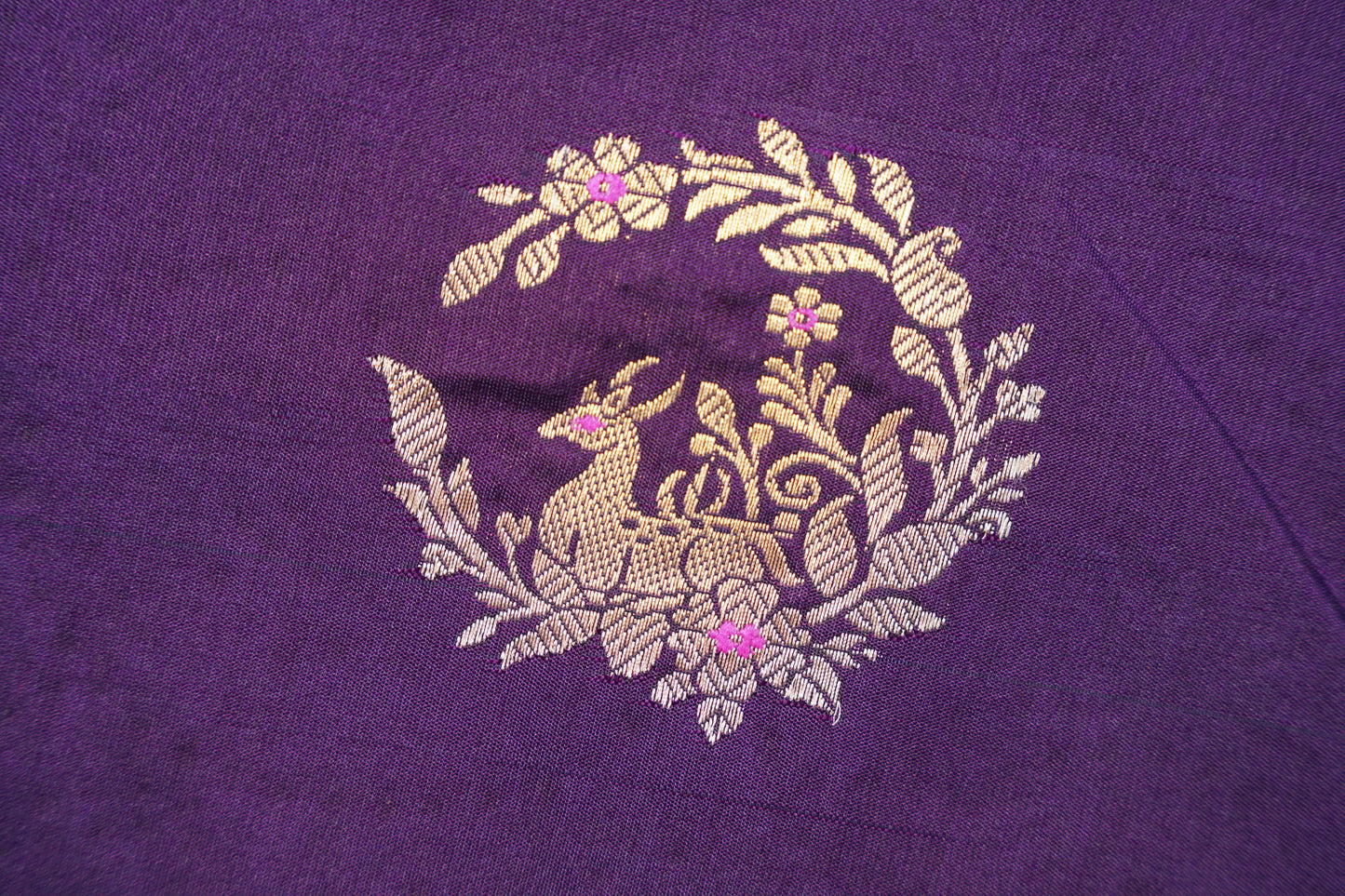 Purple Banarasi with intricate motifs