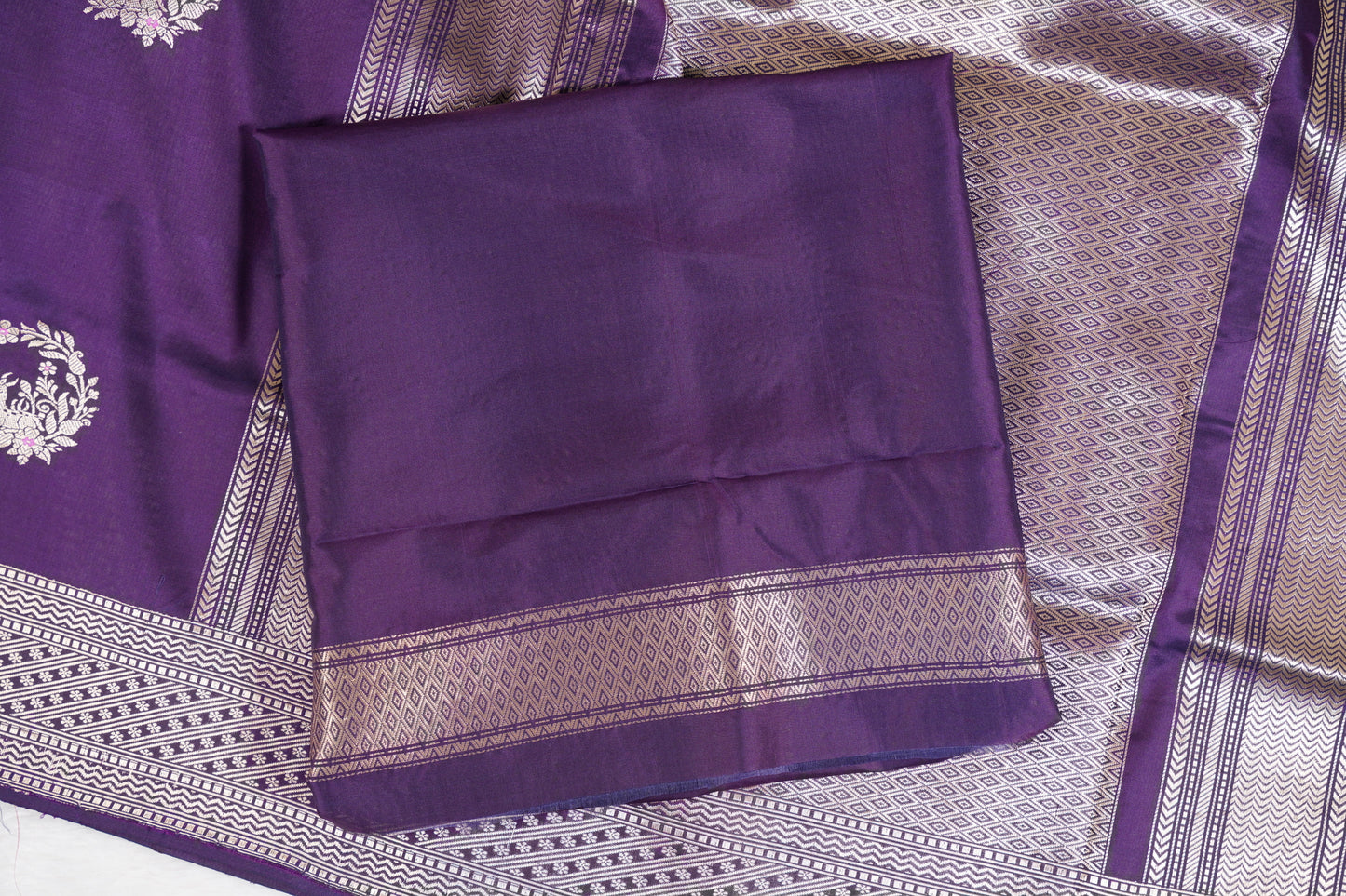 Purple Banarasi with intricate motifs