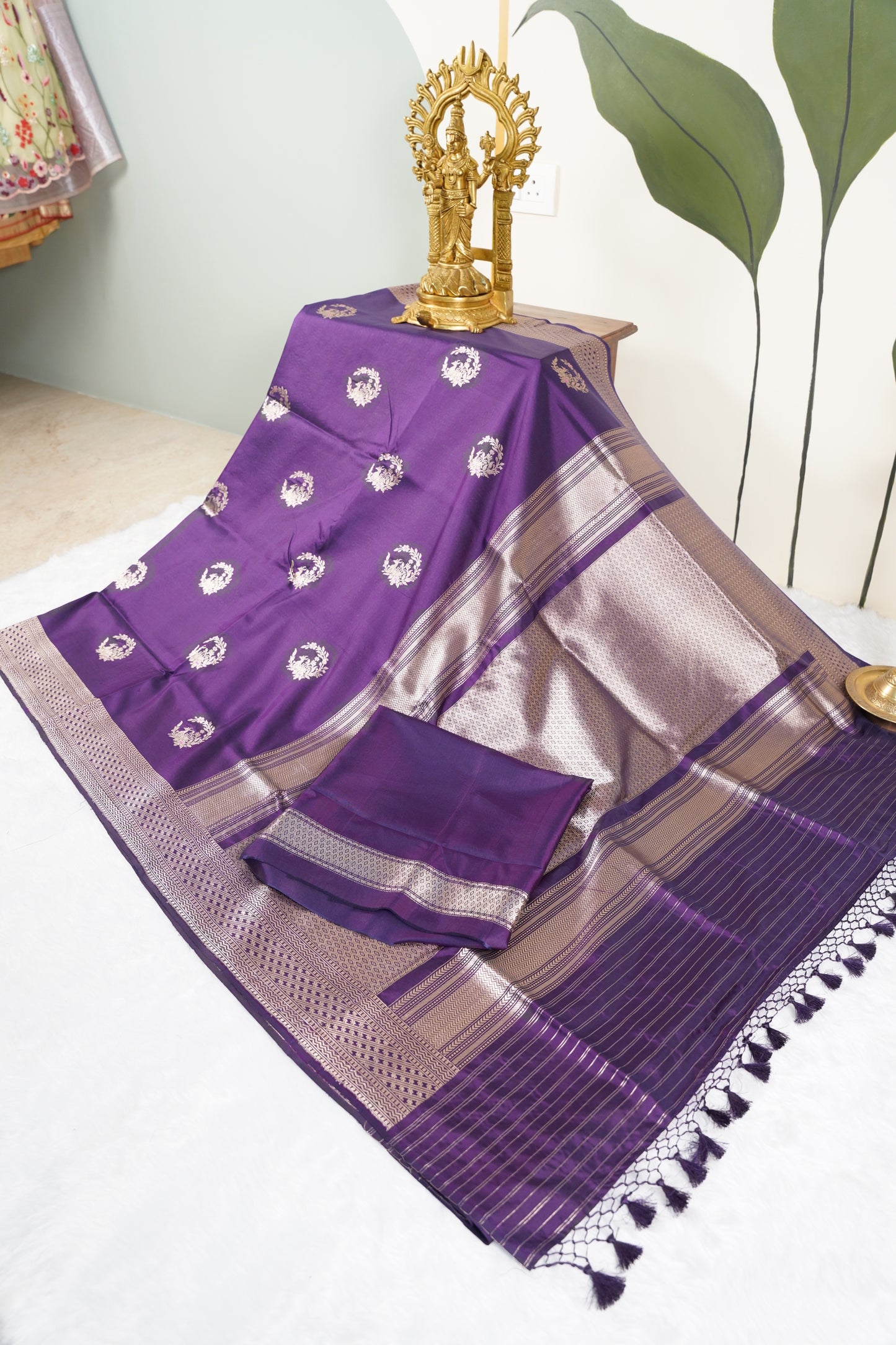 Purple Banarasi with intricate motifs