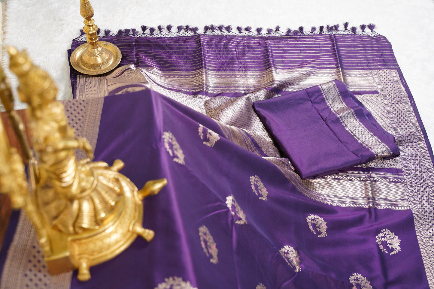 Purple Banarasi with intricate motifs