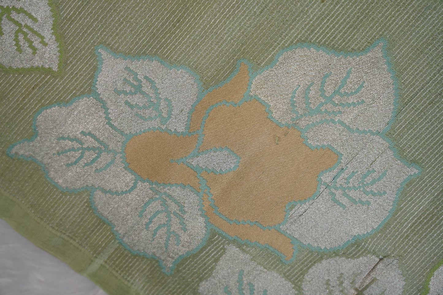 Pista green Banarasi Tussar Geogette