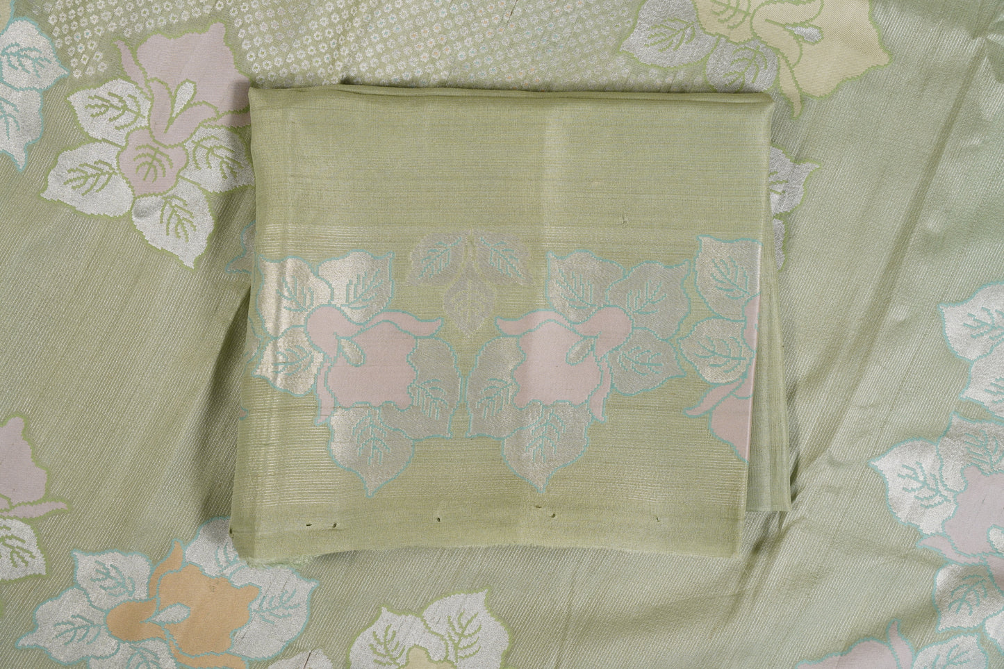 Pista green Banarasi Tussar Geogette