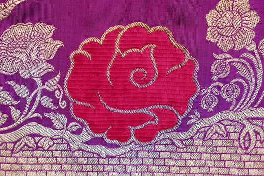 Purple Banaras with Velvet florals