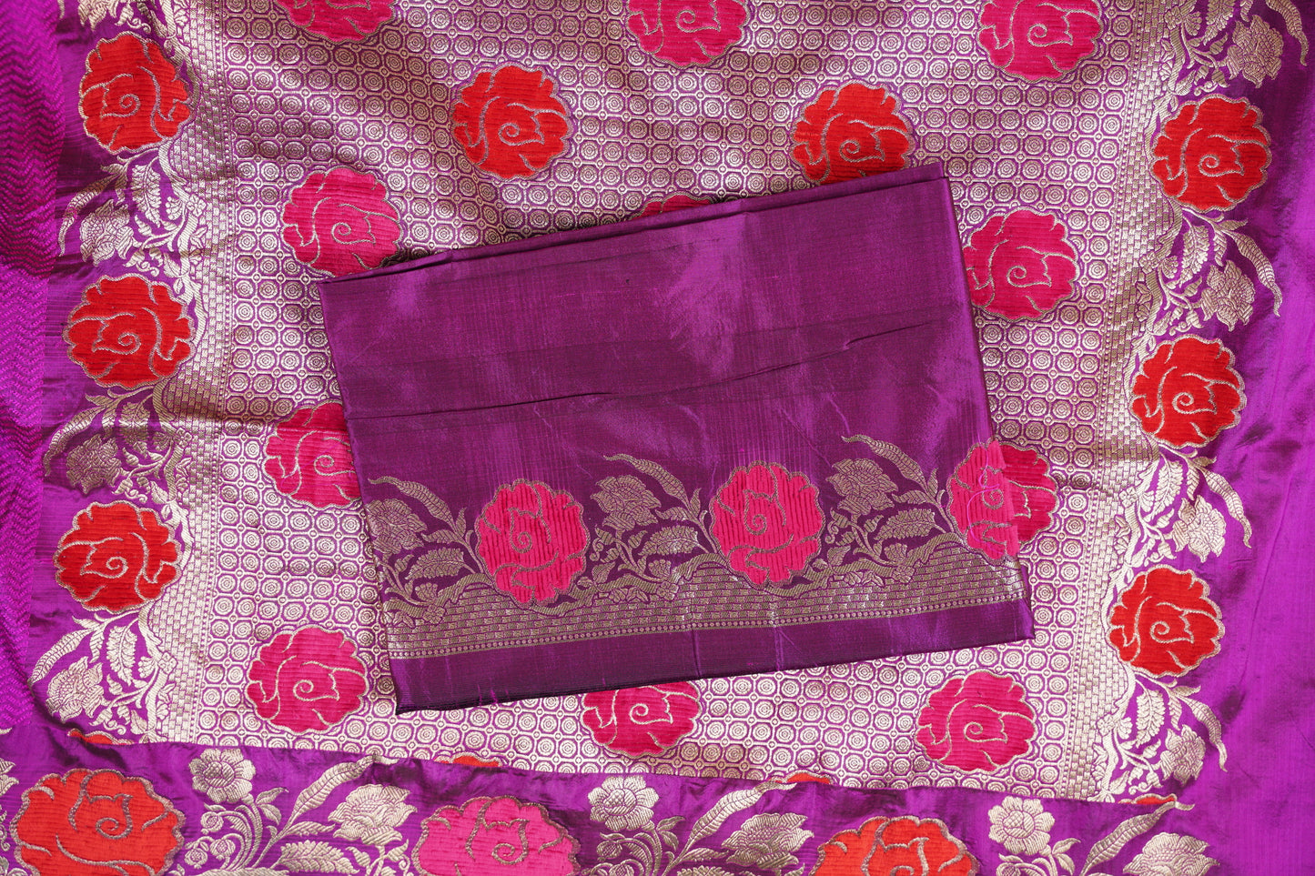 Purple Banaras with Velvet florals