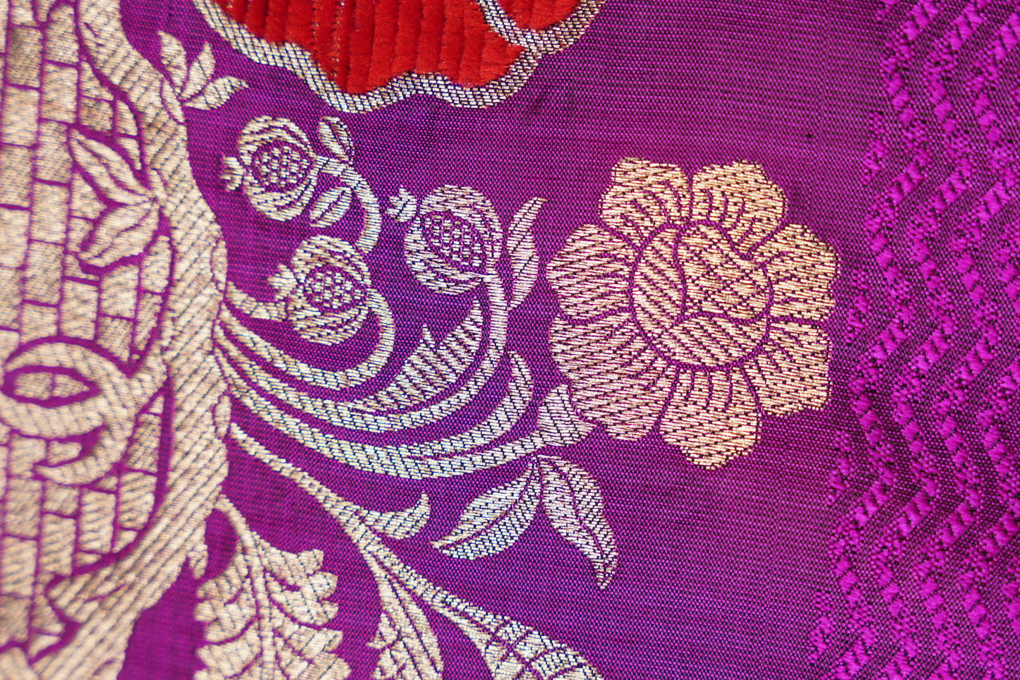 Purple Banaras with Velvet florals