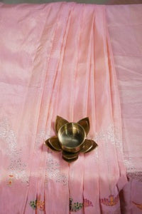 Peach Tissue Kadhuwa Jangla Half Meenakari Saree