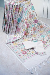 Banarasi Beige Tussar all over Tissue saree