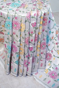 Banarasi Beige Tussar all over Tissue saree