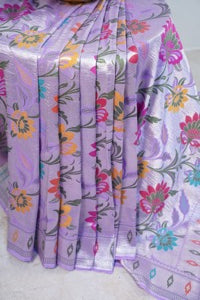 Banarasi Lavender Tussar all over Tissue saree