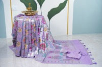 Banarasi Lavender Tussar all over Tissue saree