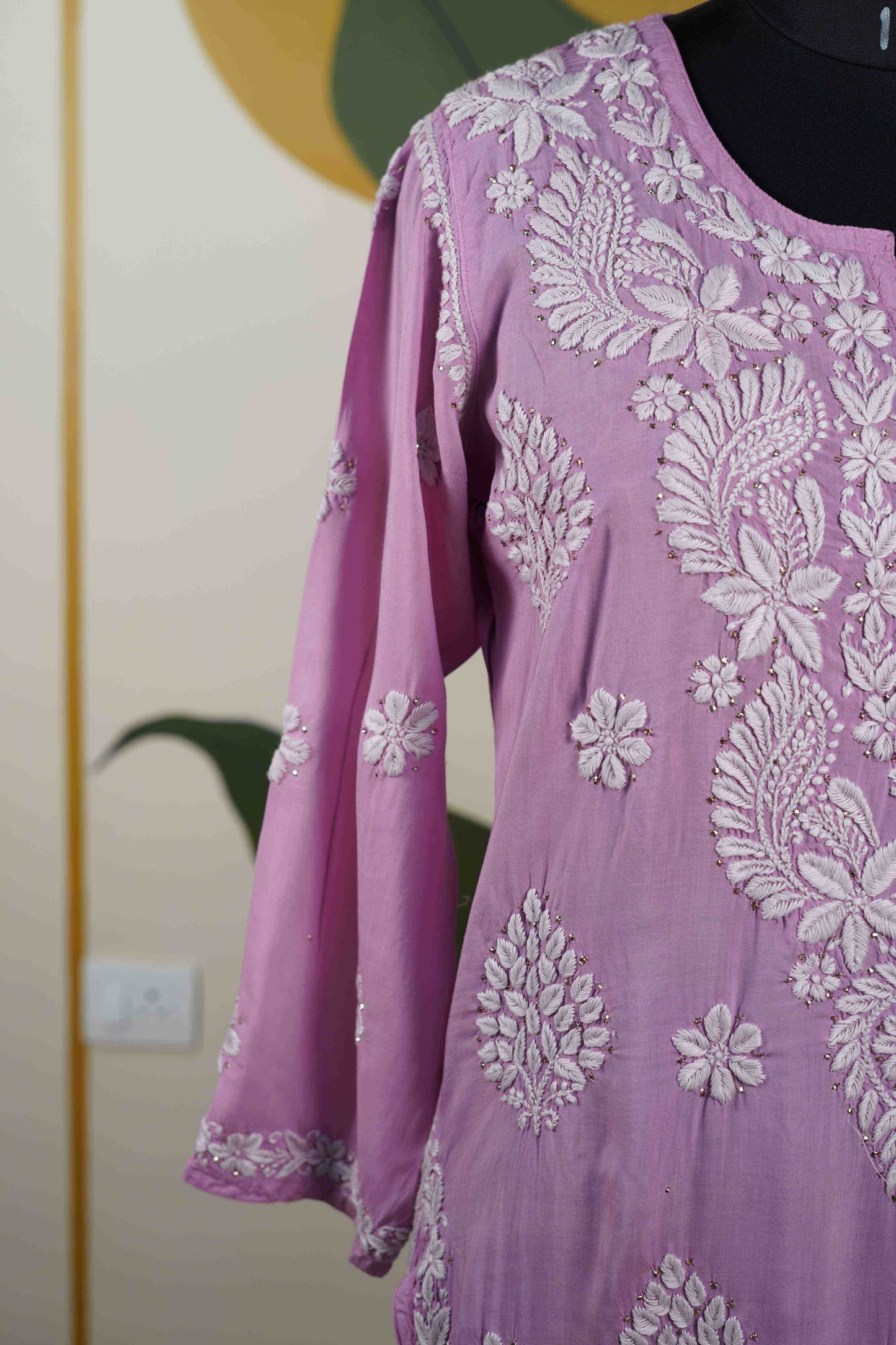 Lilac Modal Long Kurti with Mukesh Dress