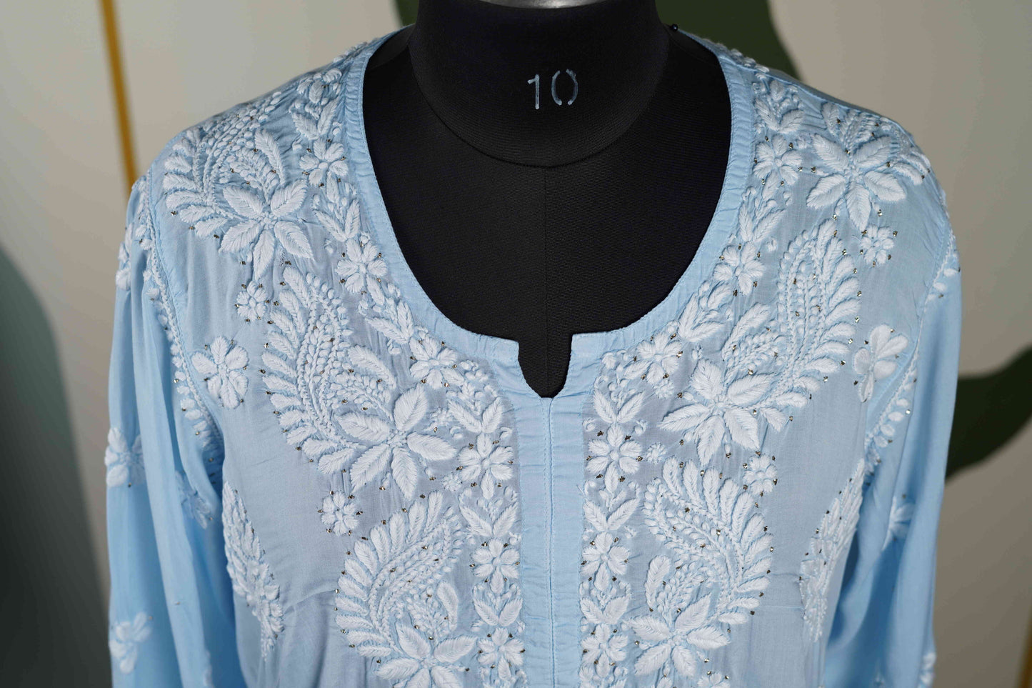 Baby Blue Modal Long Kurti with Mukesh Dress