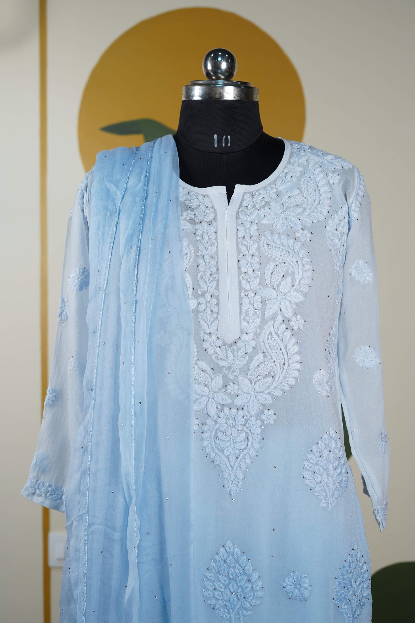 Baby Blue Viscose ombre 3 piece set Dress