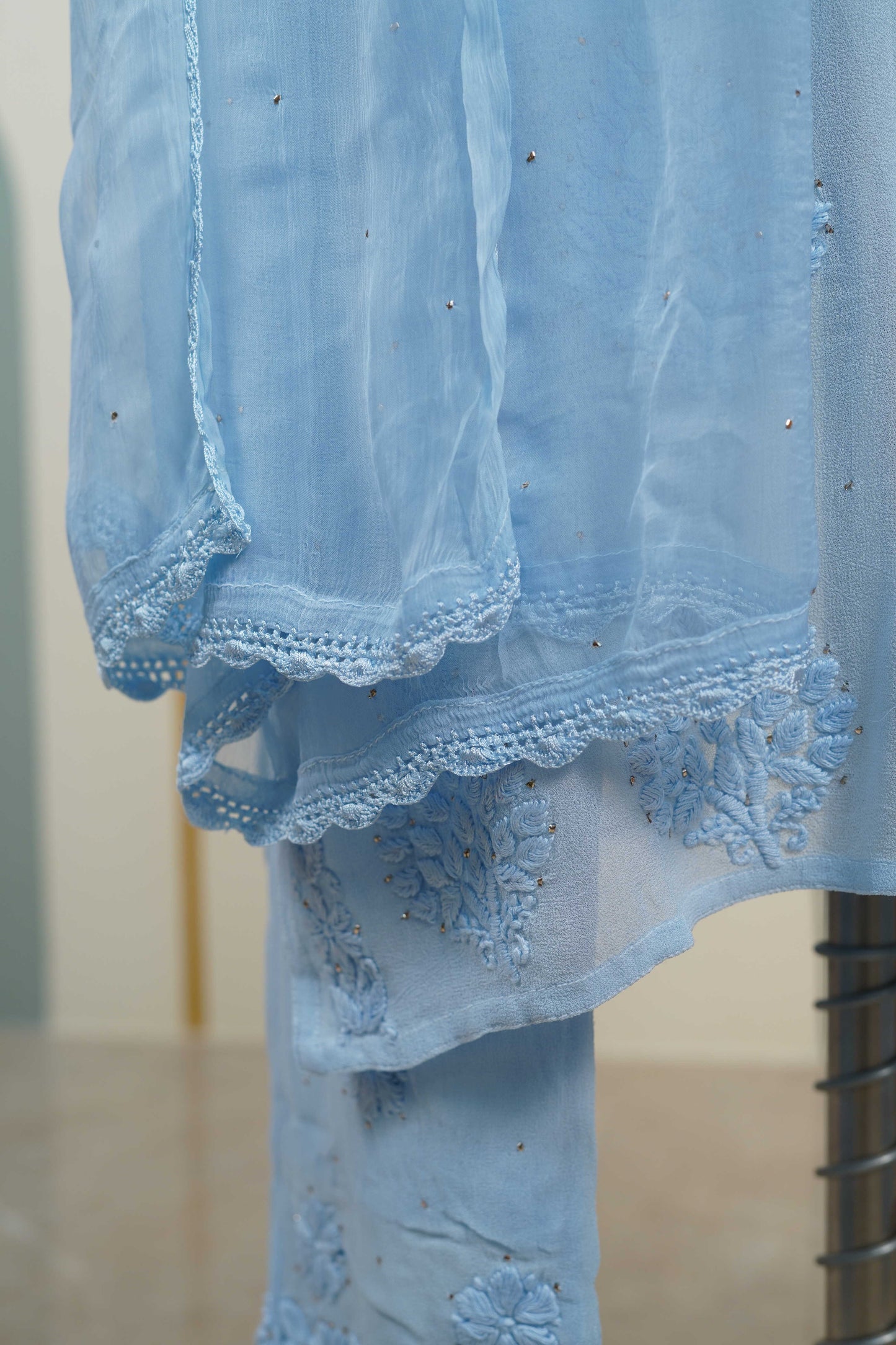 Baby Blue Viscose ombre 3 piece set Dress