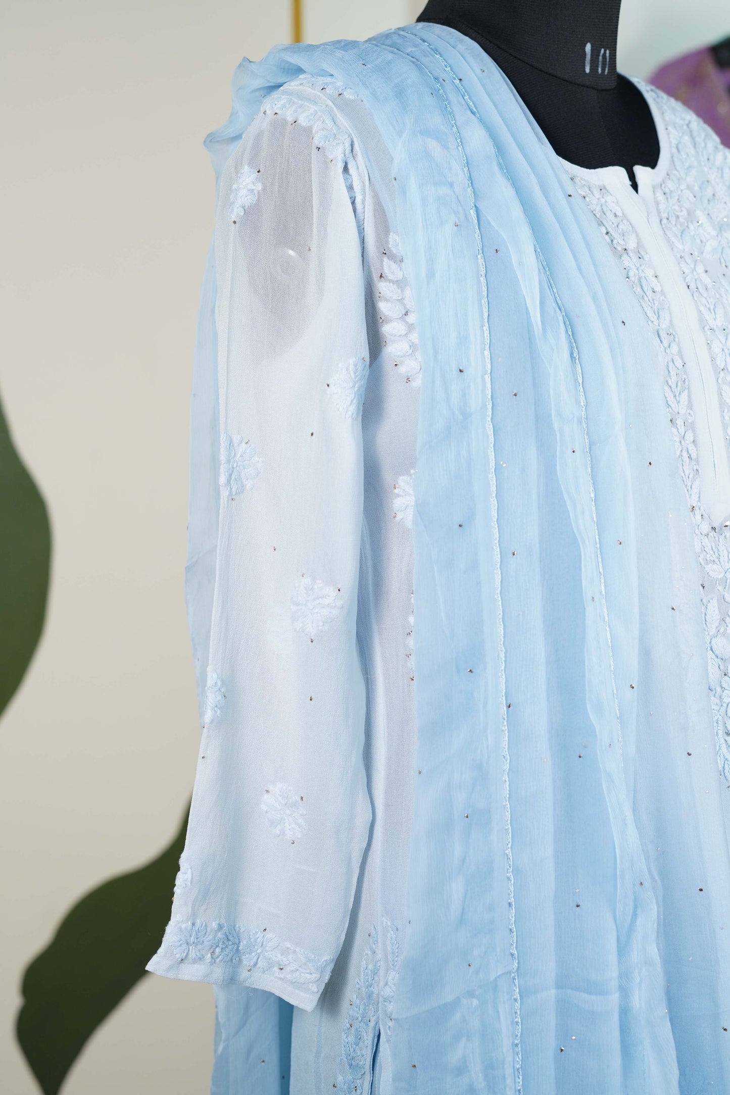 Baby Blue Viscose ombre 3 piece set Dress