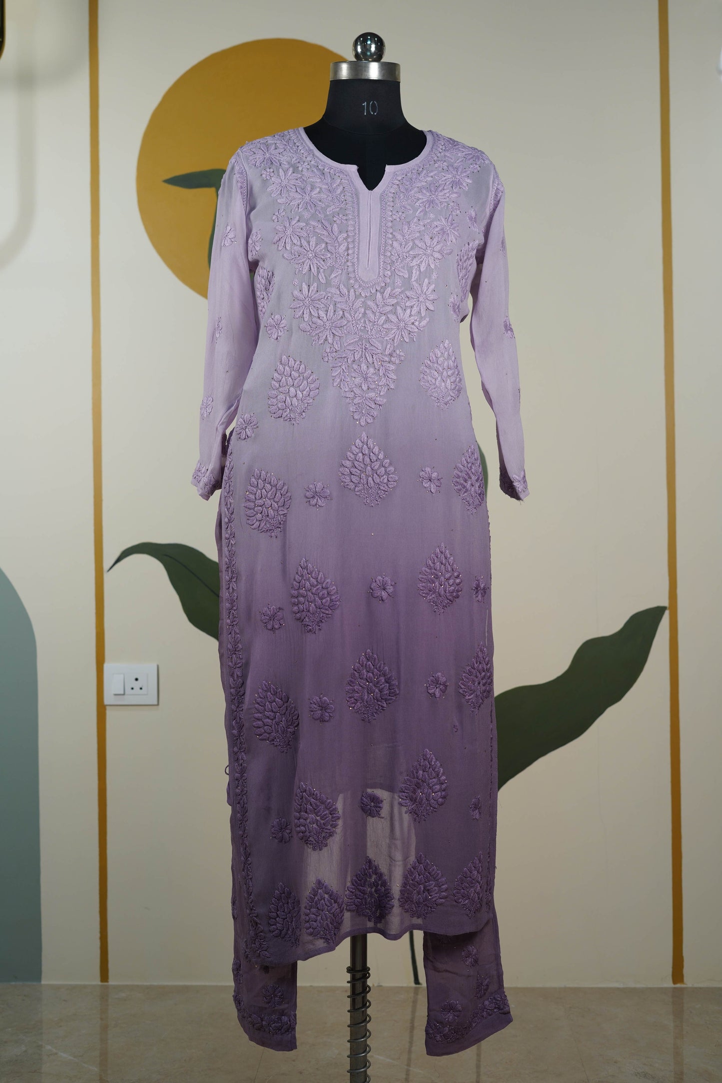 Lilac Ombre Chikankari Dress