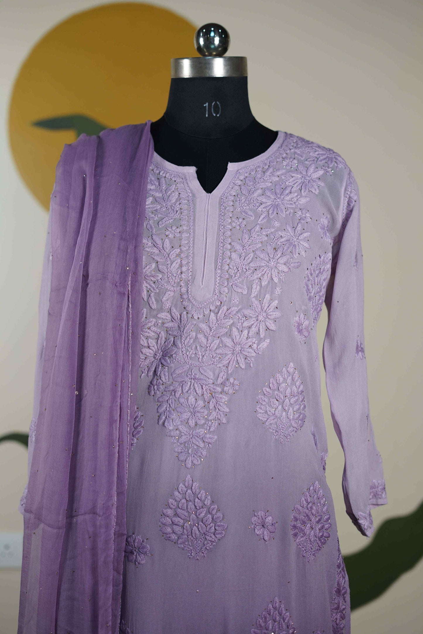Lilac Ombre Chikankari Dress