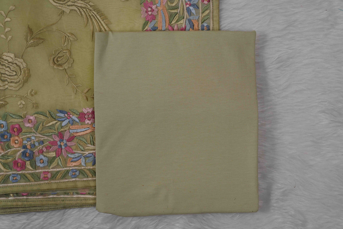 Organza Parsi Gara Pista Green Saree