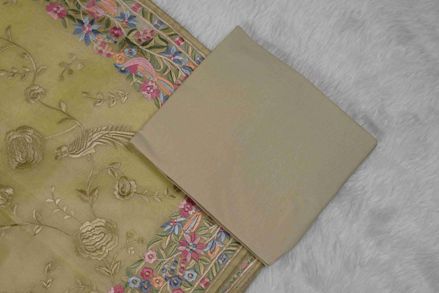 Organza Parsi Gara Pista Green Saree