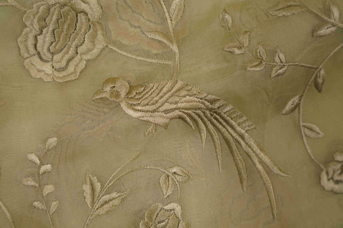 Organza Parsi Gara Pista Green Saree